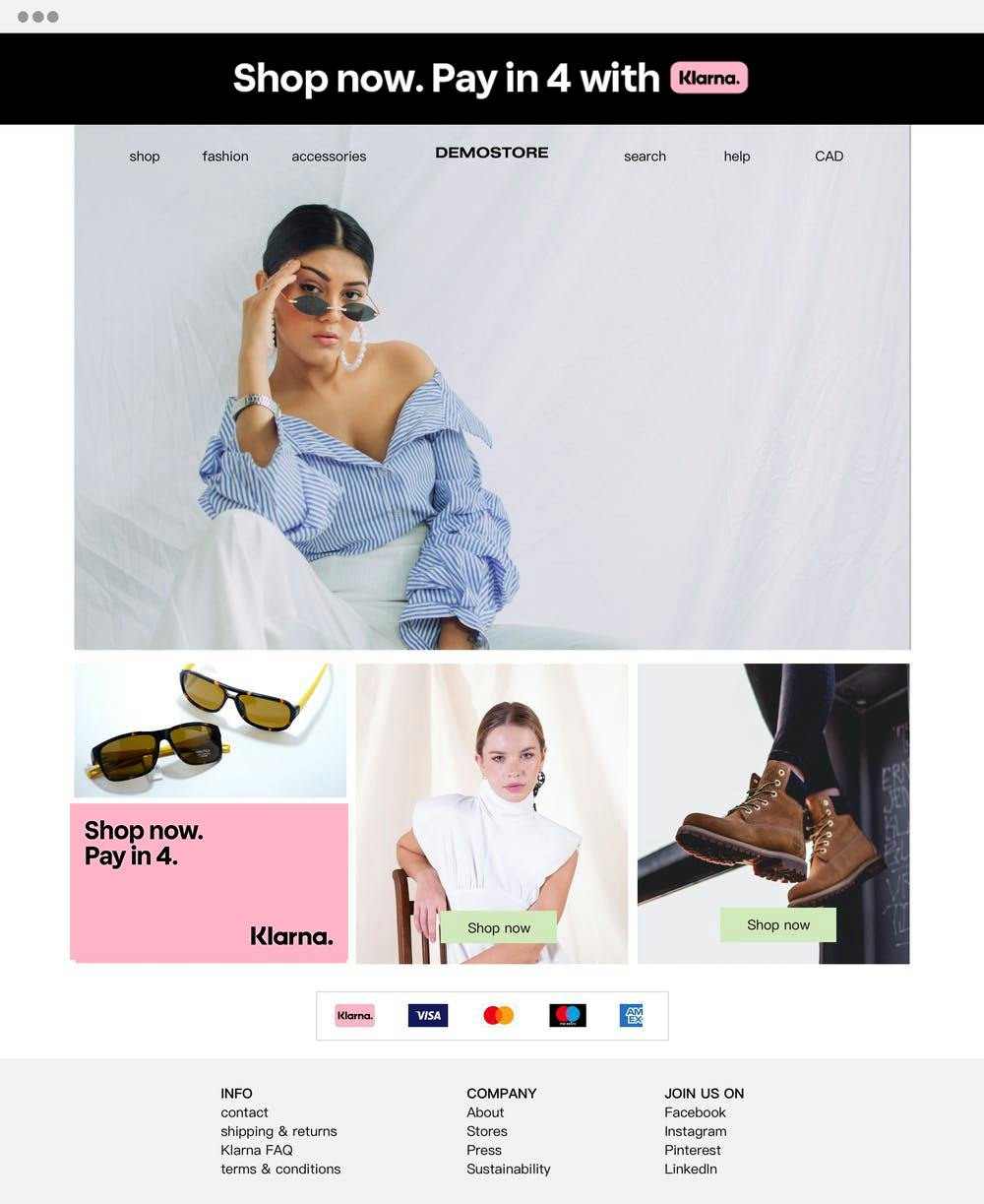 Klarna clothes outlet websites